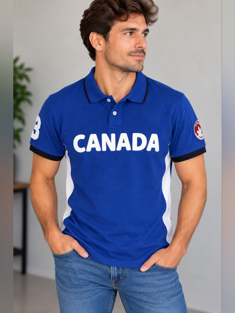 Canada Weather Gear Men's Blue CANADA Polo Shirt Large